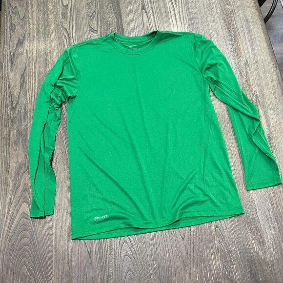 NWOT Nike Dri-Fit Mens Tee Long Sleeve Crewneck Athletic Cut Pullover Green M - Picture 1 of 5